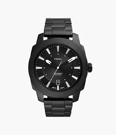 Fossil - Machine Three-Hand Date Black Stainless Steel Watch