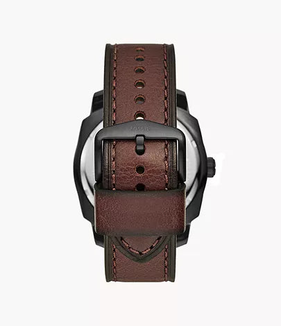 Fossil - Machine Three-Hand Date Dark Brown LiteHide™ Leather Watch