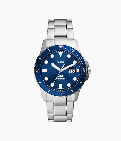 Fossil - Blue Dive Three-Hand Date Stainless Steel Watch