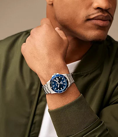 Fossil - Blue Dive Three-Hand Date Stainless Steel Watch