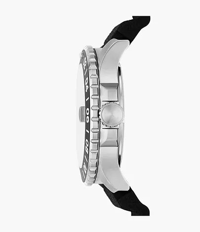 Fossil - Blue GMT Black Silicone Watch