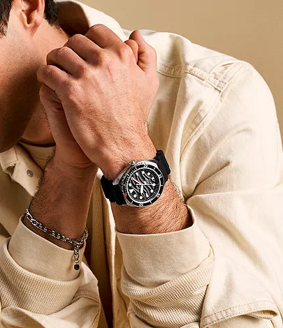 Fossil - Breaker Three-Hand Date Black Silicone Watch