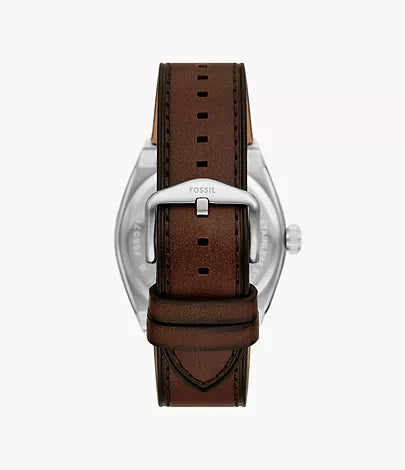 Fossil - Everett Three-Hand Date Brown Leather Watch