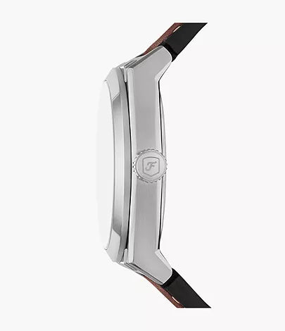 Fossil - Everett Three-Hand Date Brown Leather Watch and Bracelet Set