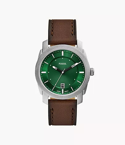 Fossil - Machine Three-Hand Date Brown Leather Watch