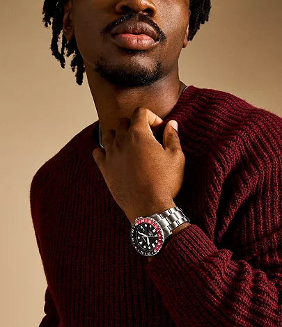 Fossil - Blue GMT Stainless Steel Watch