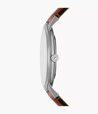 Fossil - Minimalist Three-Hand Brown Leather Watch