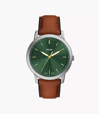 Fossil - Minimalist Three-Hand Brown Leather Watch