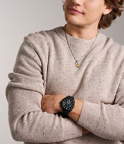 Fossil - Machine Chronograph Black Silicone Watch