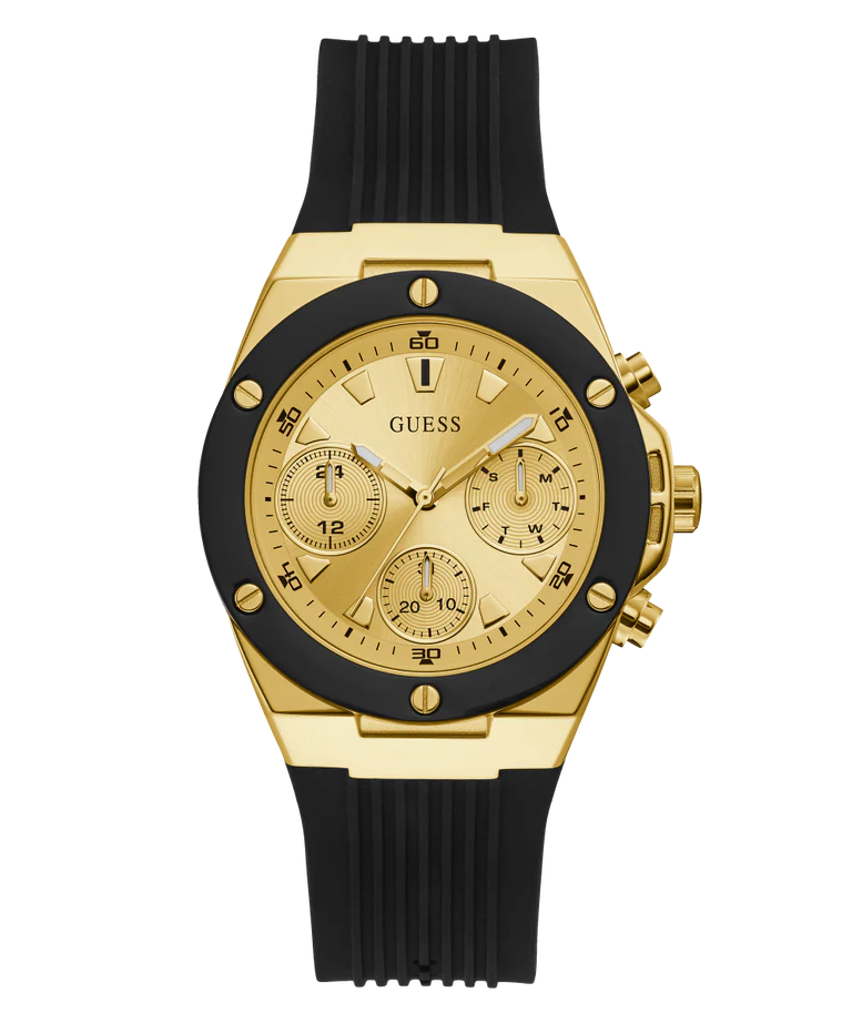 Guess - Ladies Black Gold Tone Multi-function Watch - Black