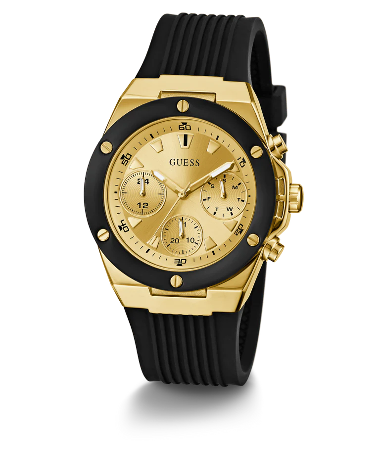 Guess - Ladies Black Gold Tone Multi-function Watch - Black