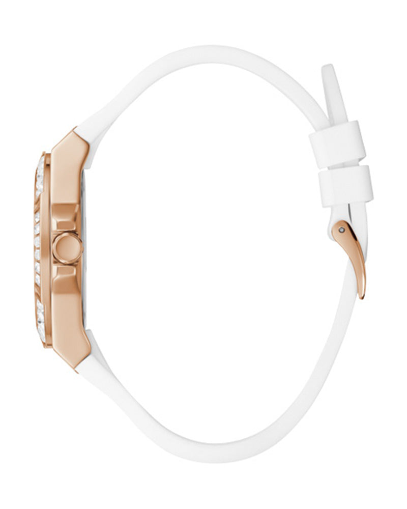 Guess - White Dial Quartz Multi-Function White Silicon Strap Watch - For Women's