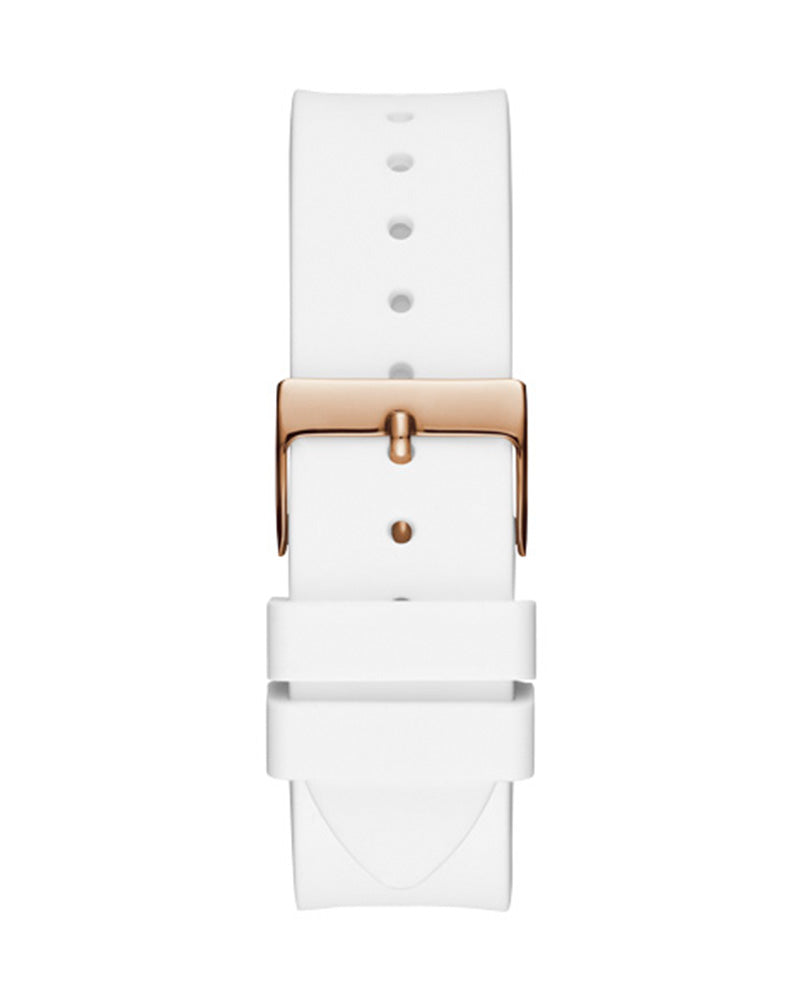 Guess - White Dial Quartz Multi-Function White Silicon Strap Watch - For Women's