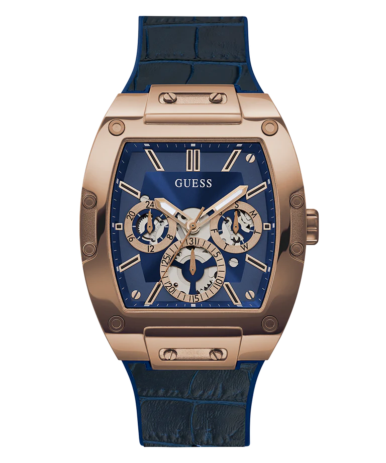 Guess - Mens Blue Gold Tone Multi-function Watch - Gold & Blue