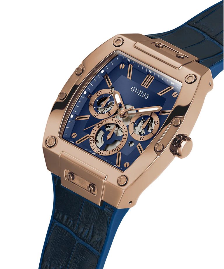 Guess - Mens Blue Gold Tone Multi-function Watch - Gold & Blue