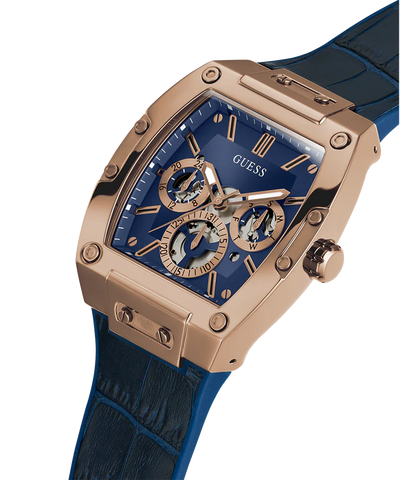 Guess - Mens Blue Gold Tone Multi-function Watch - Gold & Blue