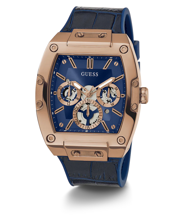 Guess - Mens Blue Gold Tone Multi-function Watch - Gold & Blue