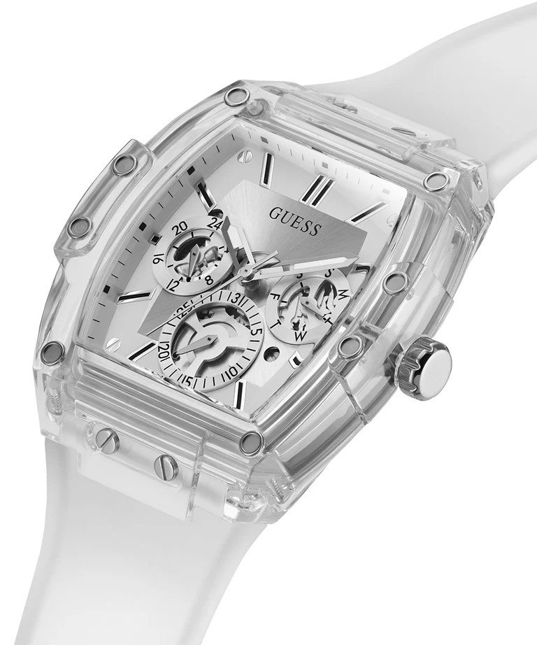 Guess - Mens Clear Multi-function Watch - White