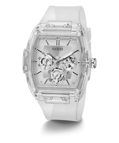 Guess - Mens Clear Multi-function Watch - White