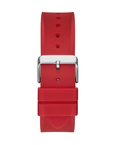 Guess - Mens Skeleton Dial Calendar Red Silicone Strap Watch