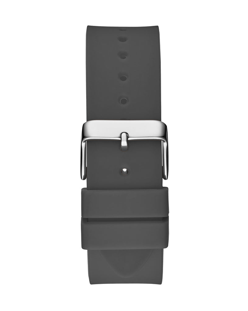 Guess - Men Black Skeleton Dial Calendar Grey Silicone Strap Watch