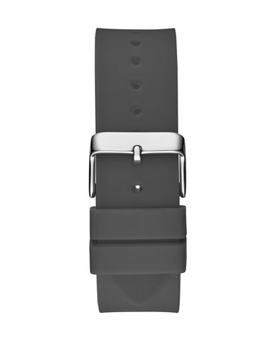 Guess - Men Black Skeleton Dial Calendar Grey Silicone Strap Watch