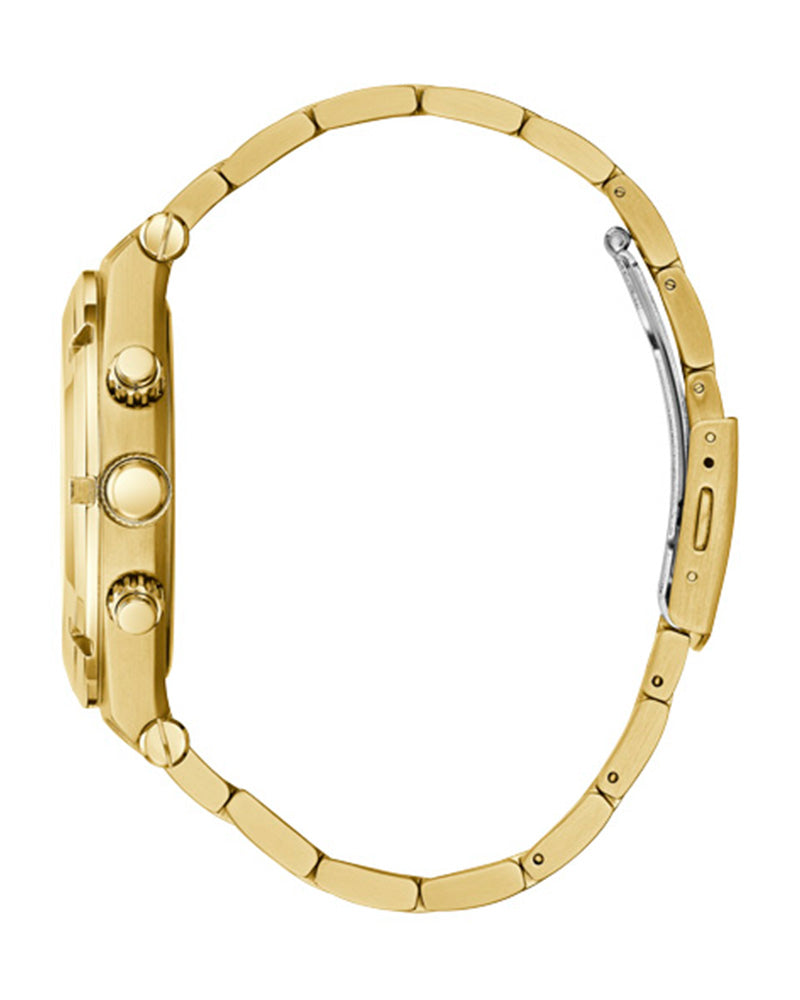 Guess - Mens Gold Case Black Multi-Function Dial Gold Steel Bracelet Watch