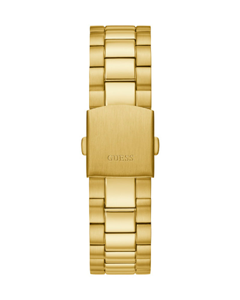Guess Mens Gold Case Champagne Day/Date Dial Gold Steel Bracelet Watch