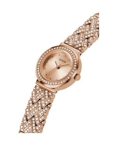 Guess Womens Watch – GW0476L3 - Crystals Rose Gold Dial Rose Gold Crystals Stainless Steel Bracelet Watch
