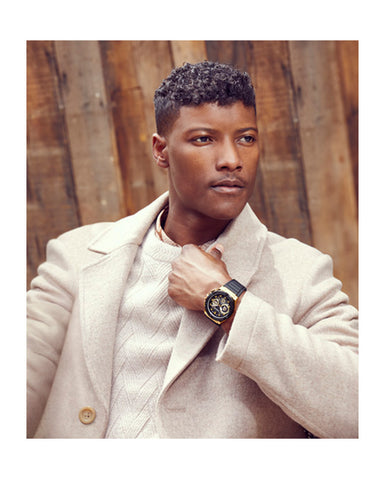 Guess Mens Watch – GW0487G5 - Day+Date Black Dial Black With Black Stitches Silicone Band Watch