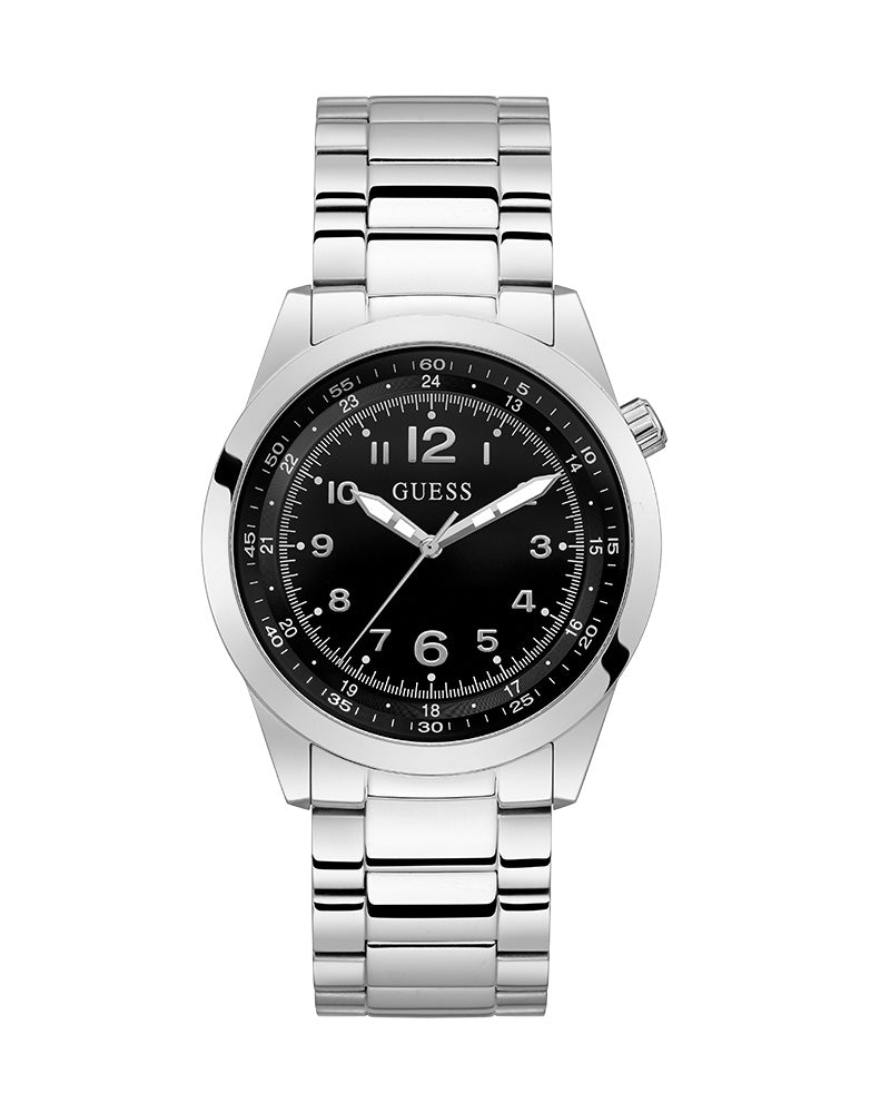 Guess Mens Watch – GW0493G1 - Black Dial Silver Stainless Steel Bracelet Watch