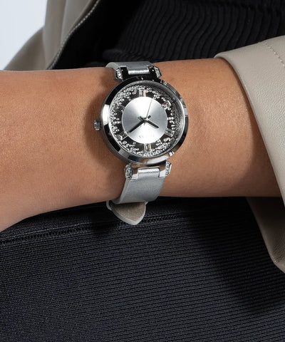 GUESS Ladies Silver Tone Analog Watch