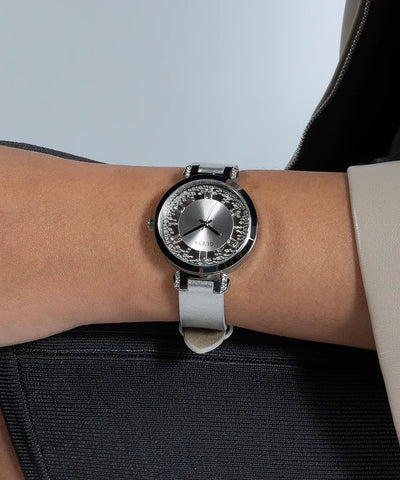 GUESS Ladies Silver Tone Analog Watch