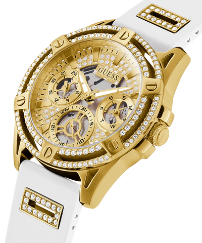 GUESS Ladies White Gold Tone Multi-function Watch