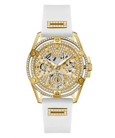 GUESS Ladies White Gold Tone Multi-function Watch