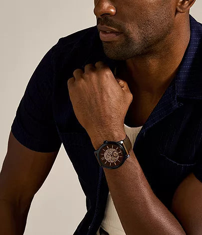 Fossil - Townsman 48mm Automatic Brown Leather Watch