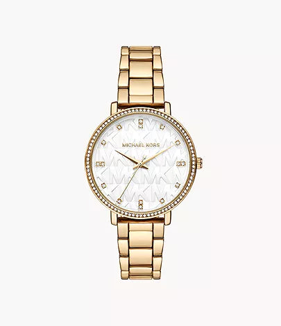 Michael Kors Pyper Three-Hand Gold-Tone Alloy Watch