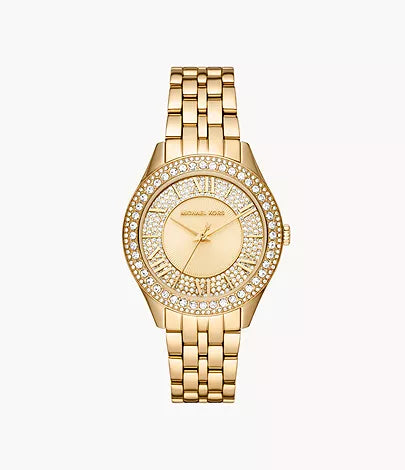 Michael Kors Harlowe Three-Hand Gold-Tone Stainless Steel Watch