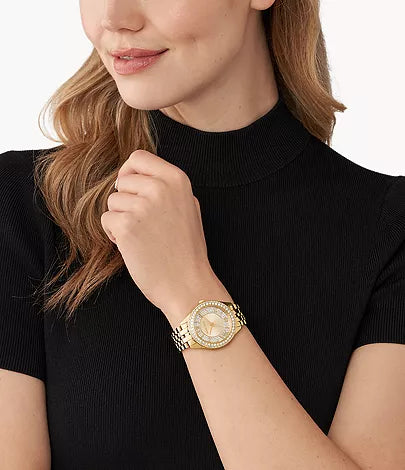 Michael Kors Harlowe Three-Hand Gold-Tone Stainless Steel Watch