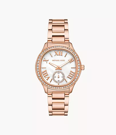 Michael Kors Sage Three-Hand Rose Gold-Tone Stainless Steel Watch