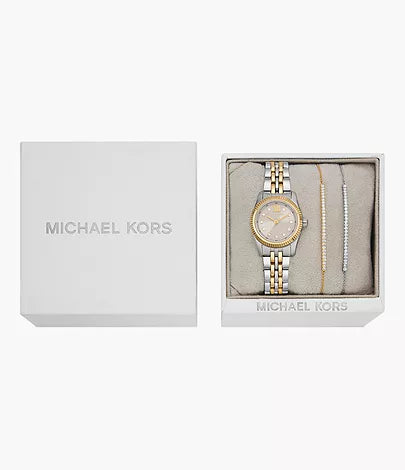 Michael Kors Lexington Three-Hand Two-Tone Stainless Steel Watch and Bracelets Gift Set