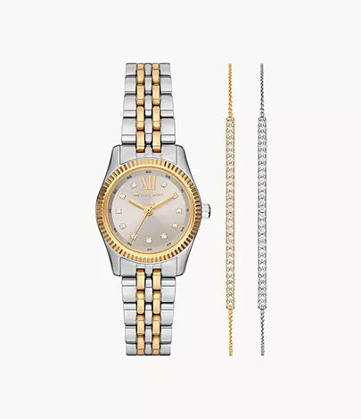 Michael Kors Lexington Three-Hand Two-Tone Stainless Steel Watch and Bracelets Gift Set