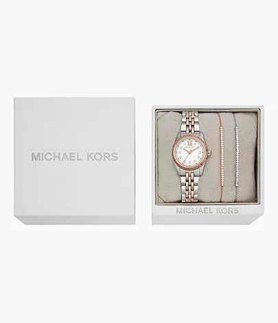 Michael Kors Lexington Three-Hand Two-Tone Stainless Steel Watch and Bracelets Gift Set