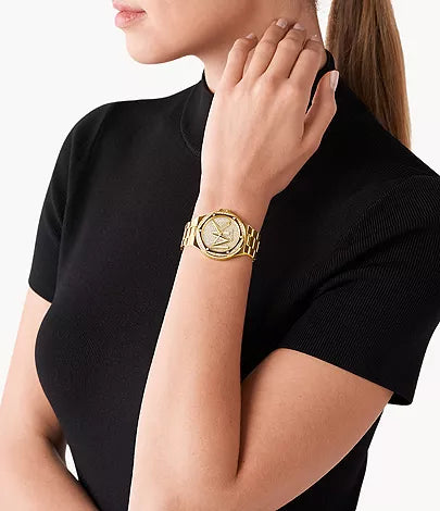 Michael Kors Lennox Three-Hand Gold-Tone Stainless Steel Watch