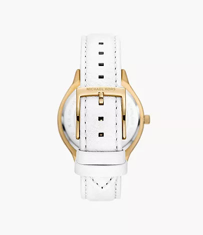 Michael Kors Slim Runway Three-Hand White Leather Watch