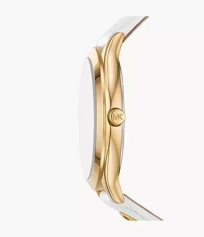 Michael Kors Slim Runway Three-Hand White Leather Watch
