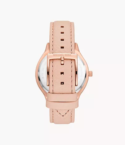 Michael Kors Slim Runway Three-Hand Blush Leather Watch