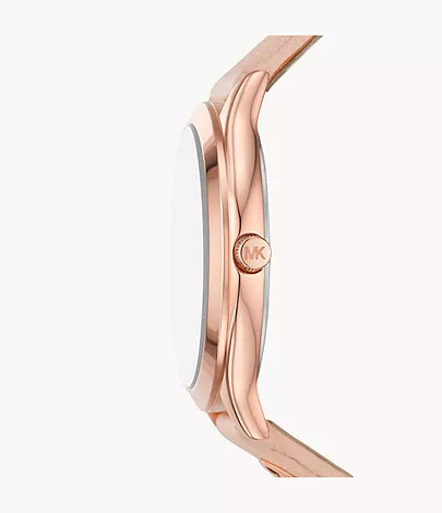 Michael Kors Slim Runway Three-Hand Blush Leather Watch