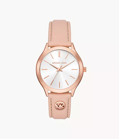 Michael Kors Slim Runway Three-Hand Blush Leather Watch