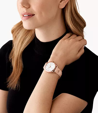 Michael Kors Slim Runway Three-Hand Blush Leather Watch